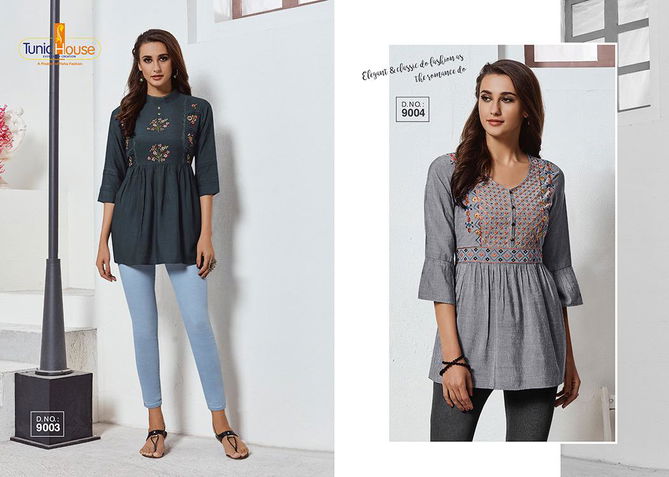 Latest Ladies Rayon Short Tops Collection With Embroidery Work