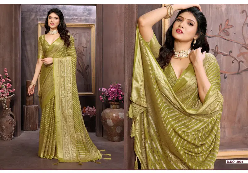 Shaligram Vol 2 By Sirona Dull Moss Brasso Sarees Exporters In India