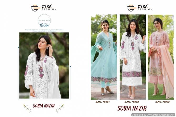 Cyra Sobia Nazir Latest Designer Heavy Embroidery Work Pakistani Salwar Suits Collection With Four Sided Lace Work Dupatta 