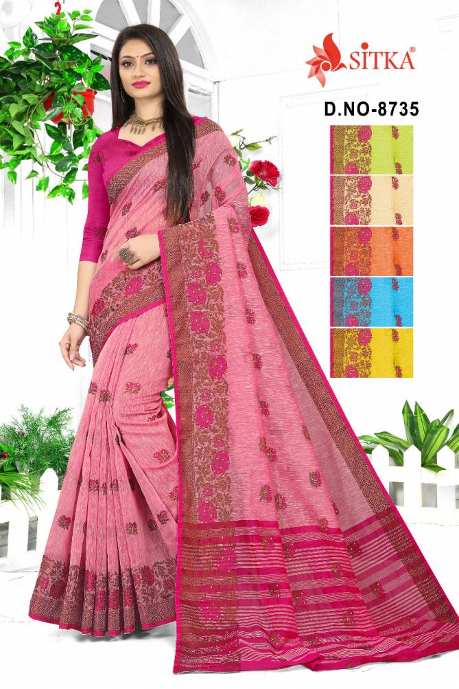 Malai Cotton 8735 Latest Designer Fancy Wedding Wear Printed 	Cotton with diamond work Saree Collection
