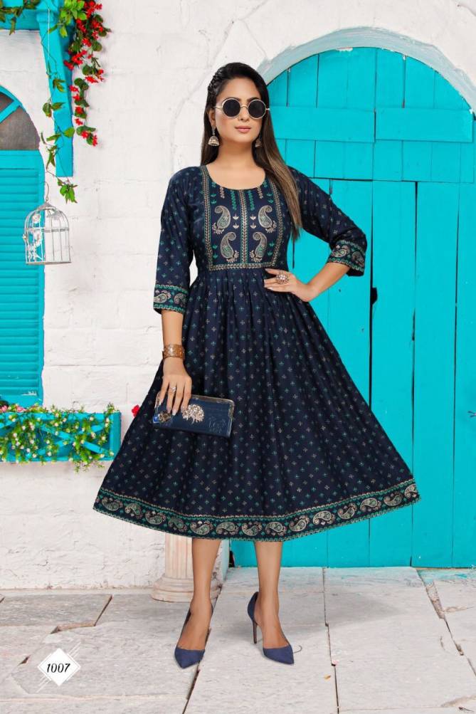 Beauty Queen Sahiba Rayon Designer Ethnic Wear Anarkali Kurti Collection