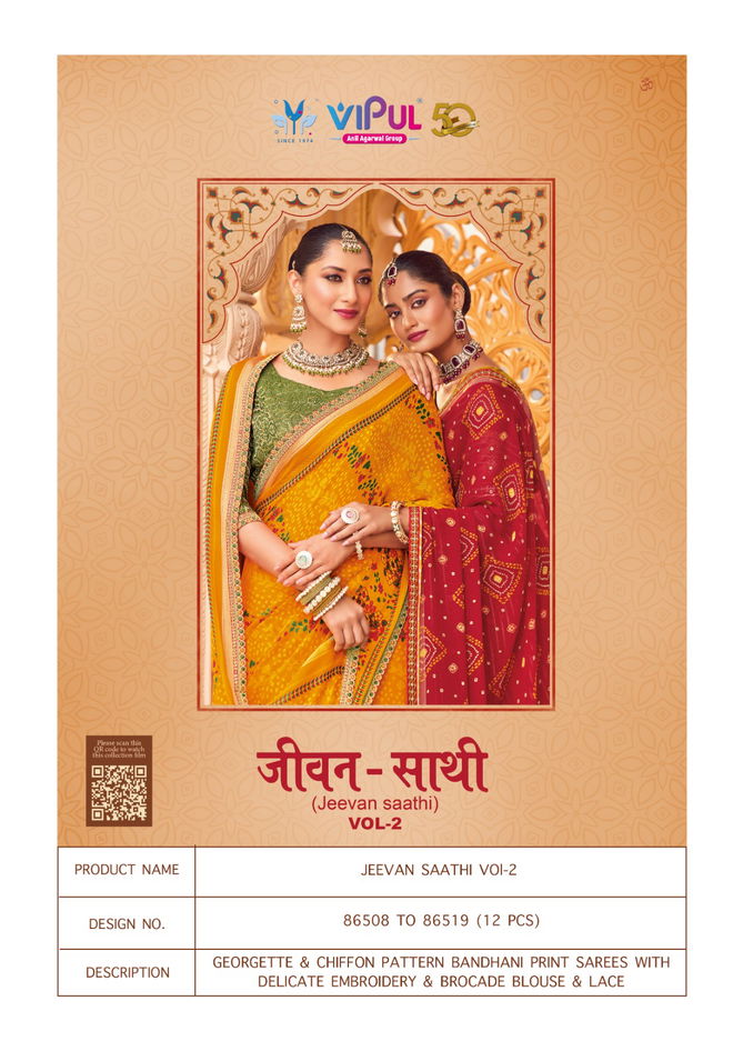 Jeevan Sathi Vol 2 By Vipul Georgette Daily Wear Sarees Orders In India