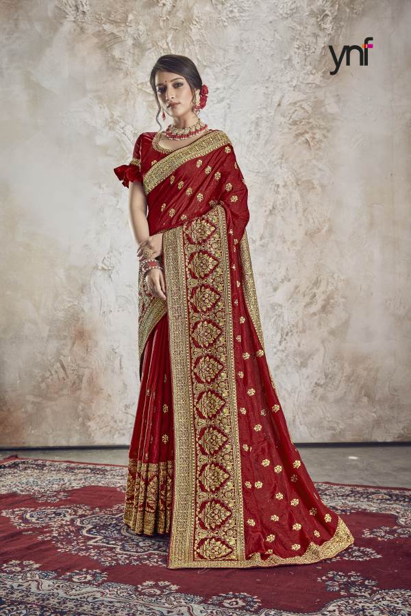 Ynf Marriage Story Heavy Wedding Wear Vichitra Silk Designer Latest Saree Collection