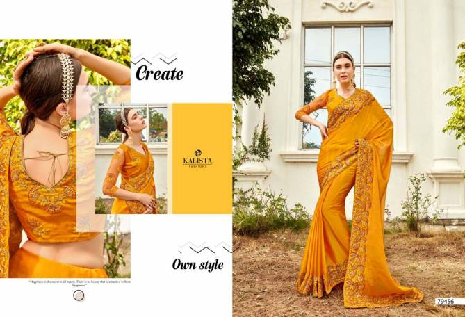 Kalista Harleen Gold Edition Party Wear Designer Vichitra Silk Latest Saree Collection
