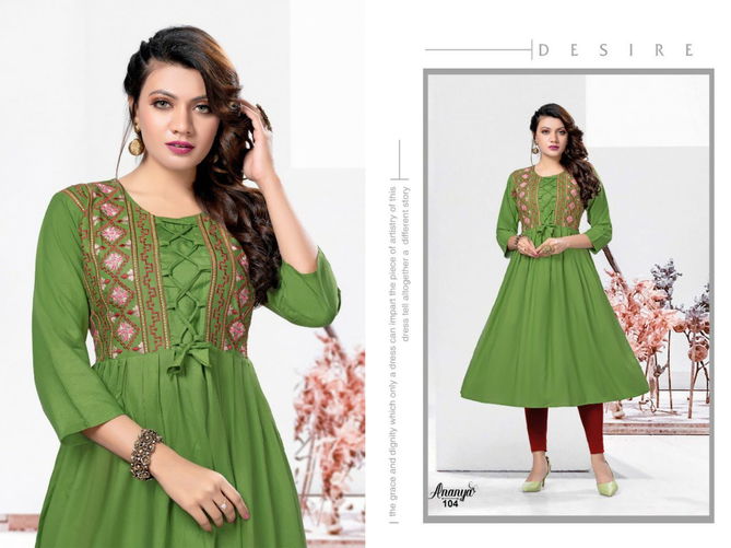 Beauty Queen Ananya Fancy Ethnic Wear Rayon Printed Anarkali Kurti Collection