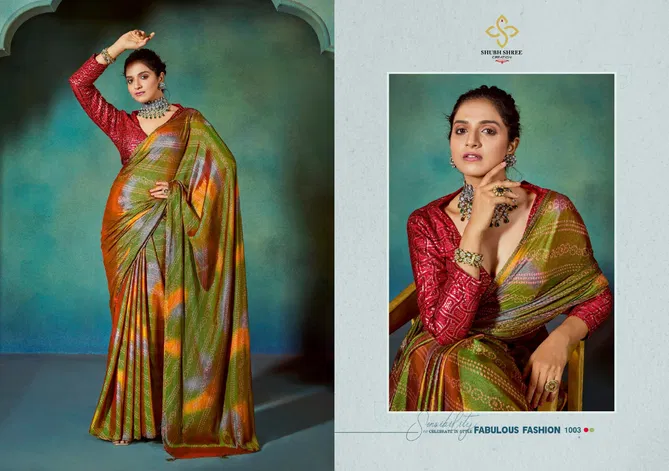 Glaze Bandhani By Shubh Shree Moss Chiffon Sarees Wholesalers In Delhi