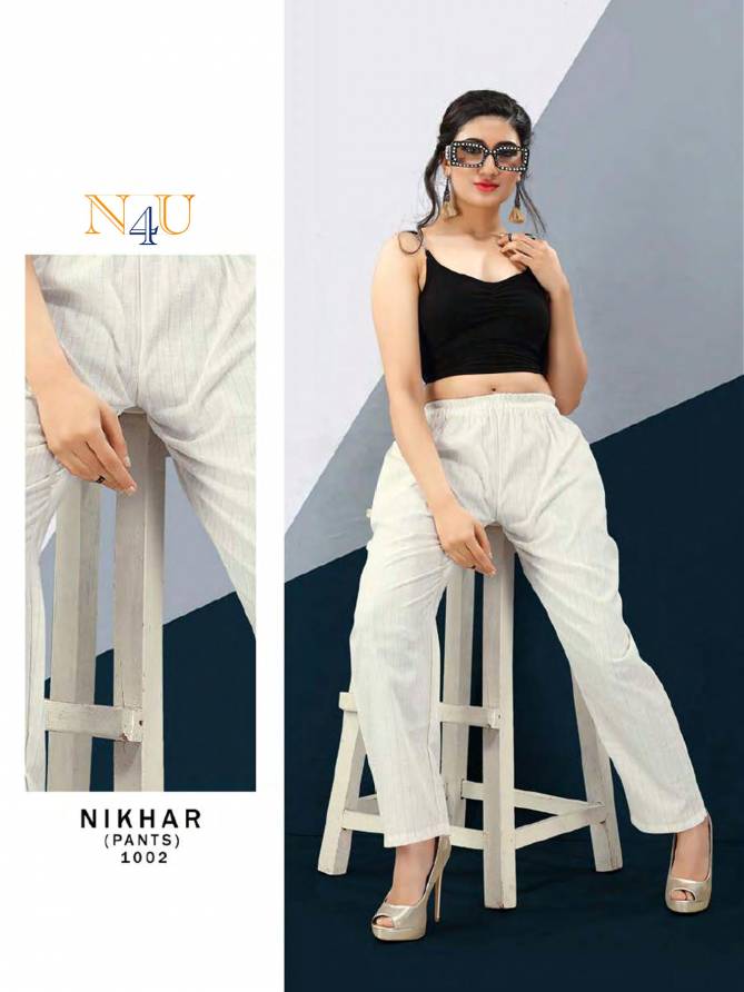 Tunic House N4u Nikhar Nx Fancy Latest Daily Wear Linen Cotton Pant Collection
