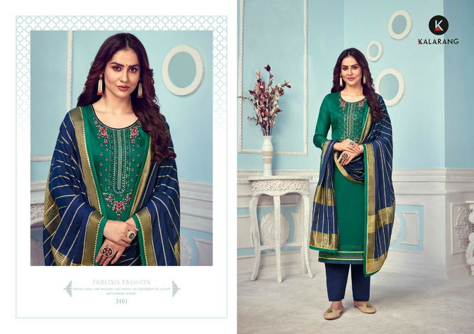 Kalarang Mihika Jam Silk Fancy Festive Wear Embroidery Sequence Work Dress Material
