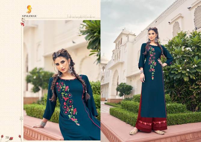 Stylemax Ananya 6 Latest Designer Fancy Ethnic Wear Rayon Worked Kurti With Bottom Collection
