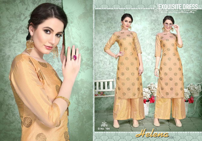 VARNI HELENA VOL-01 Latest Fancy Designer Casual Wear Soft Dola silk with Foil Print Kurtis With palazzo Collection