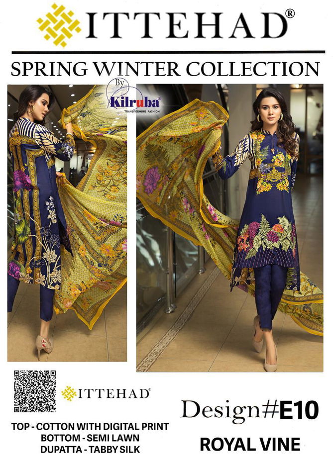 Kilruba Ittehad  Digital Print Semi Lawn Tabby Silk Digital Collection  
 -