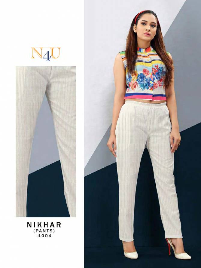 Tunic House N4u Nikhar Nx Fancy Latest Daily Wear Linen Cotton Pant Collection
