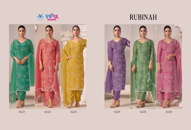 Rubinah By Vipul Satin Embroidery Designer Salwar Suits Surat Wholesale Market