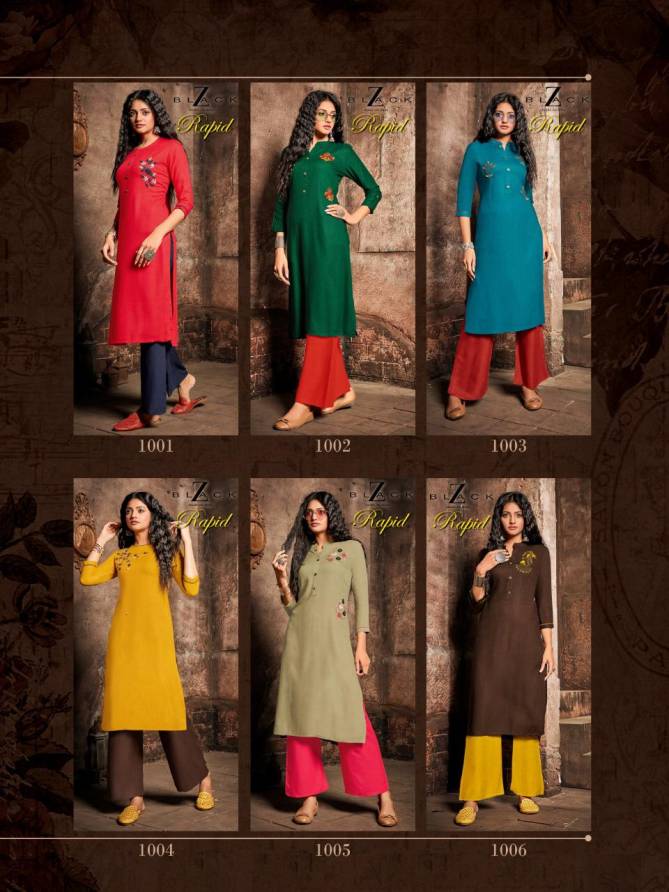 Z Black Rapid Latest Exclusive Collection Of Designer Casual Wear Kurtis With Plazzo 