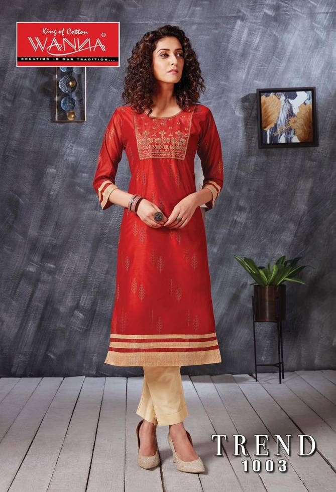 Wanna Trend Designer Latest Fancy Ethnic Wear Kurti With Jam Stain Pant Bottom Collection
