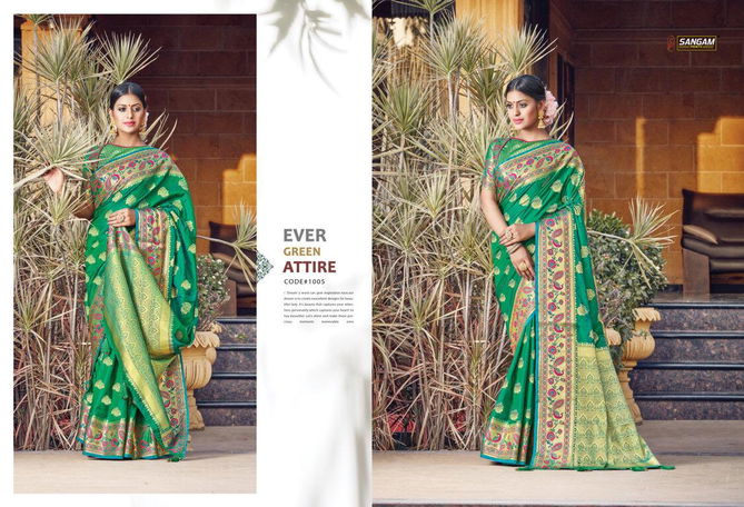  Sangam  Latest Fancy Designer Festive Wear Pure Silk Saree Collection 