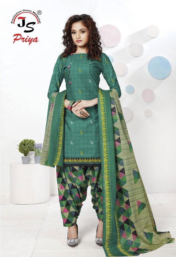 Js Priya Gulzar 6 Fancy Regular Wear Pure Cotton Designer Dress Material Collection
