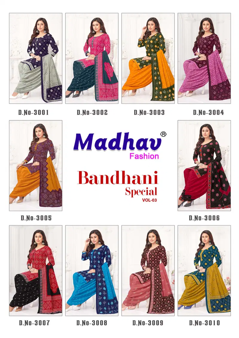 Bandhani Special Vol 3 By Madhav Printed Cotton Dress Material Wholesale Shop In Surat
