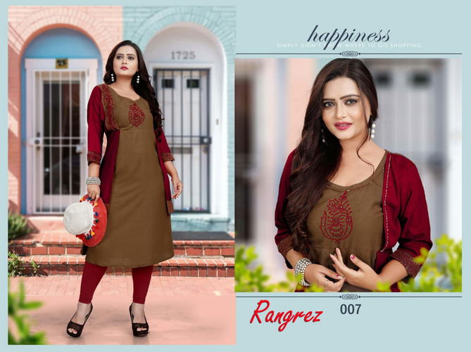 Aagya Rangrez 4 Latest fancy Designer Regular Casual Wear Rayon Designer Kurtis Collection
