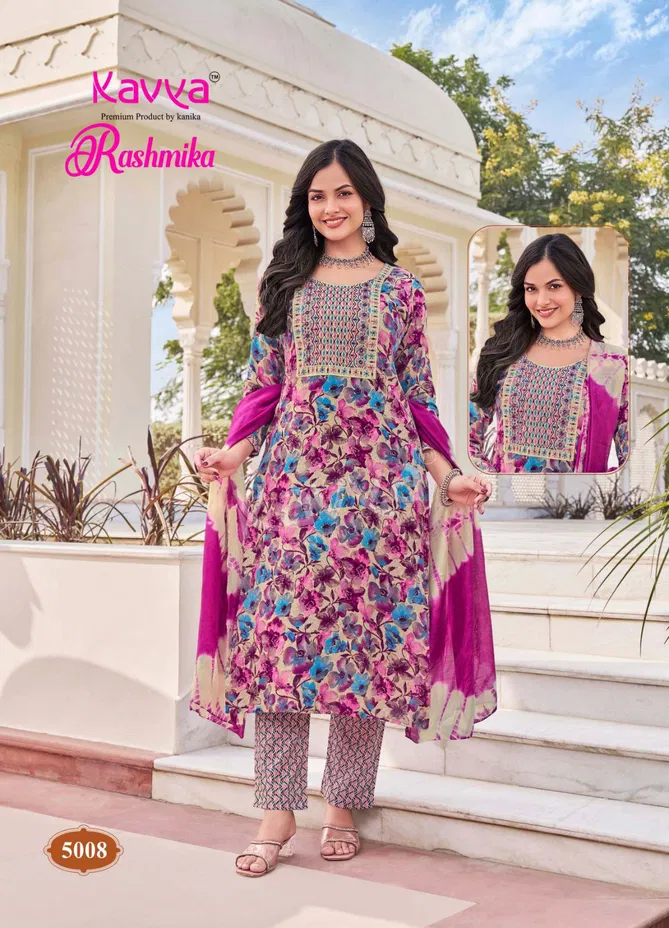 Rashmika Vol 5 By Kavya Rayon Foil Printed Kurti With Bottom Dupatta Orders In India