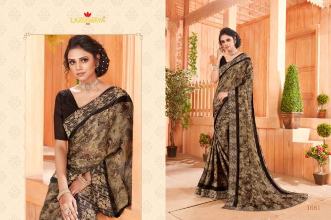 LAXMIMAYA FAB RADHARANI Latest fancy Designer Regular Casual wear Black Moss printed Saree Collection