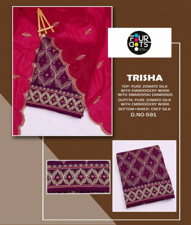 Trisha By Four Dots Dn 591 To 594 Series Non Catalog Dress Material  Manufacturers