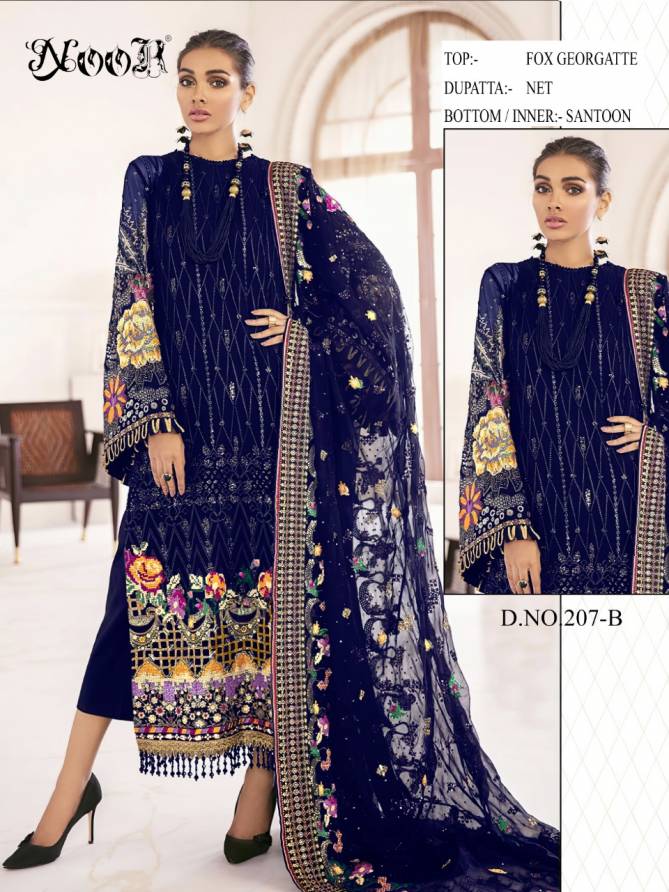 Noor 207 Colours Latest Fancy Designer Heavy Festive Wear Fox Georgette Pakistani Salwar Suits Collection
