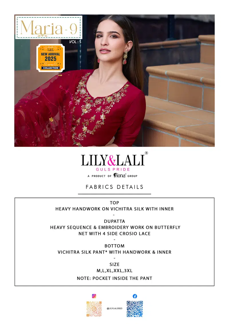 Maria 9 Vol 5 By Lily And Lali Vichitra Silk Kurti With Bottom Dupatta Orders In India