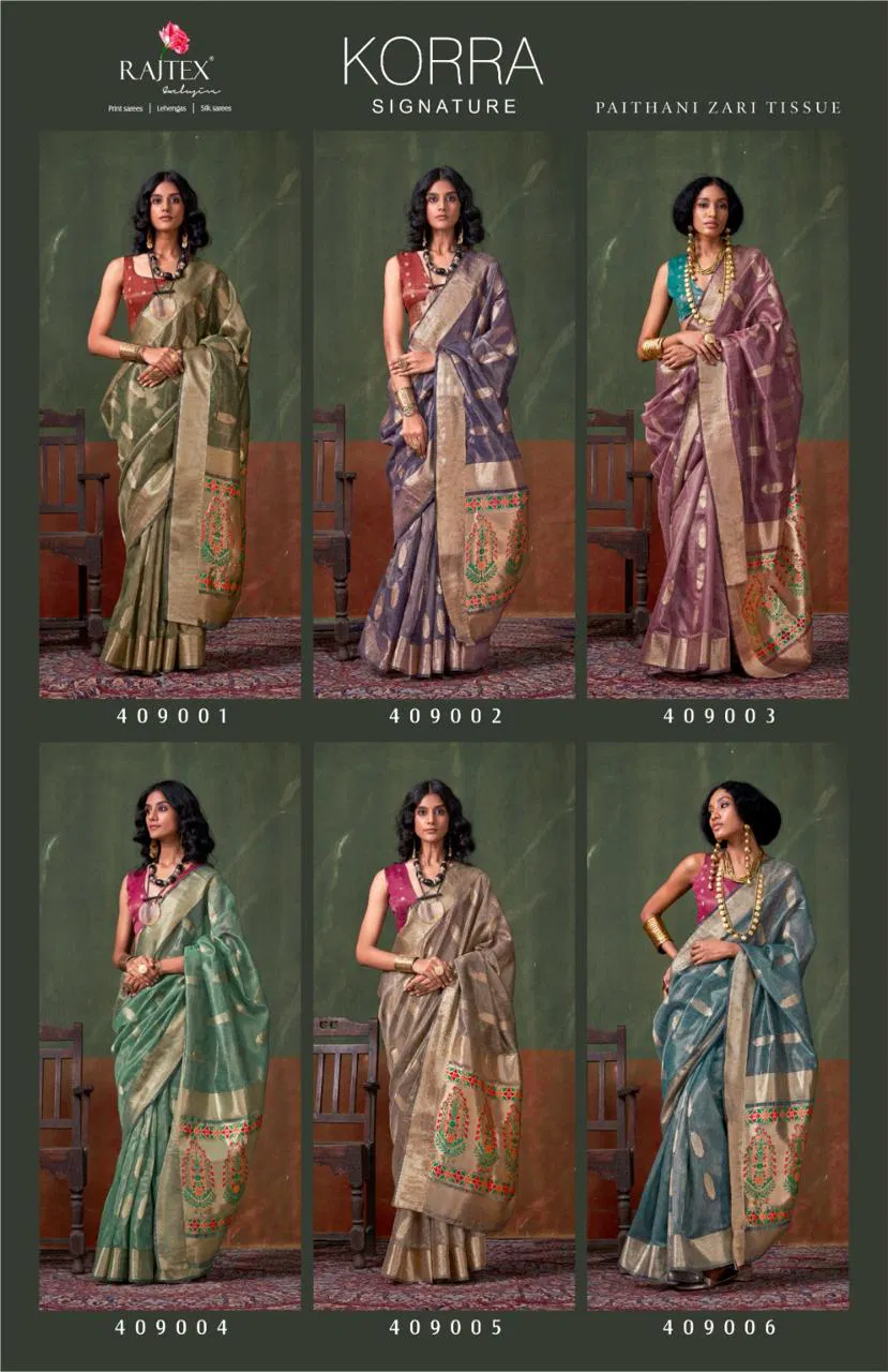 Korra Signature By Rajtex Paithani Zari Tissue Saree Suppliers In India