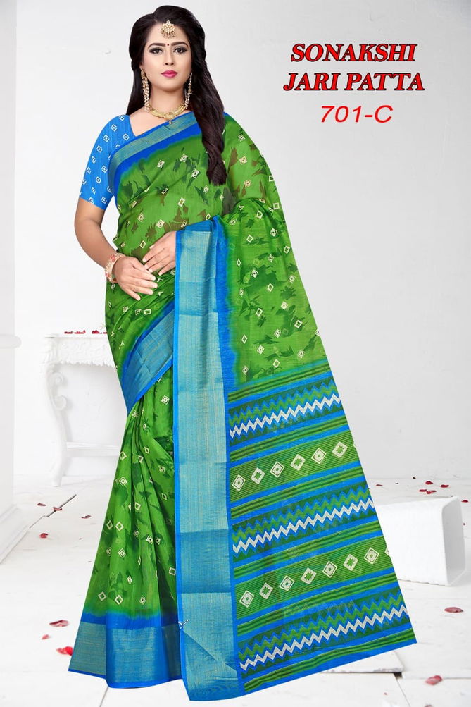 Sonakshi Jari Patta 701 Regular Wear Cotton Printed Designer Saree Collection