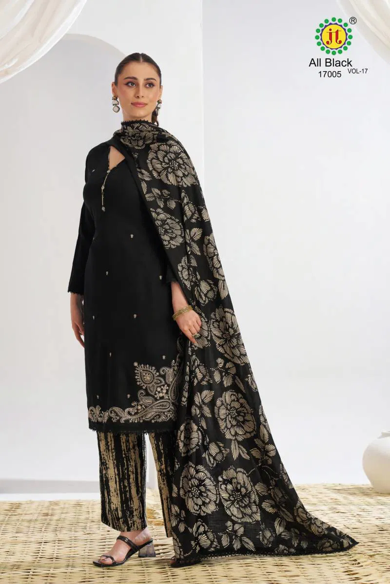 All Black Vol 17 By Jt Rayon Embroidered Dress Material Suppliers In India