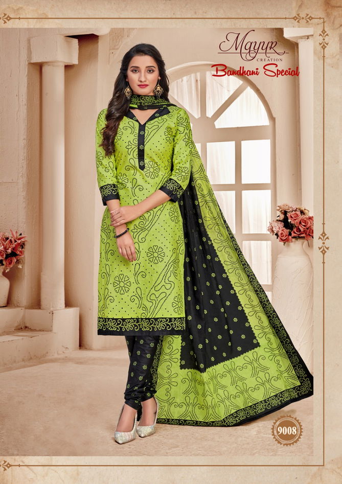 Mayur Bandhani Special 9 Latest Designer Bandhani Style Printed Cotton Dress Material Collection 