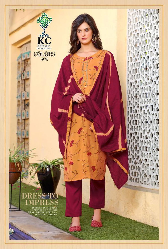 Kc Colors 5 Latest Fancy Designer Ethnic Wear Heavy softsilk printed top with heavy work Readymade Salwar Suit Collection