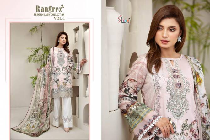 Shree Rangrez Premium Lawn Collection 1 Pure Lawn Print With Embroidery Work Top And Dupatta Pakistani Salwar Suits Collection