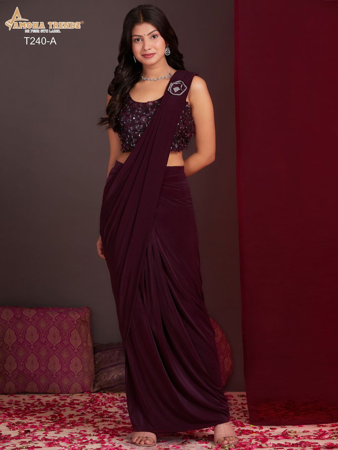 Amoha Trendz T240 Party Wear Readymade Sarees Suppliers In India