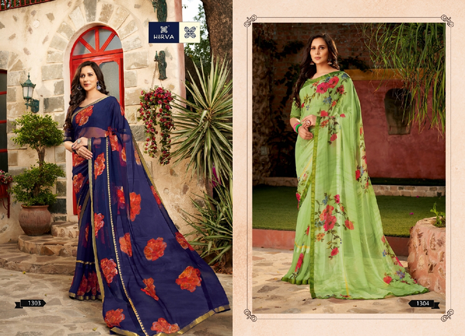 Hirva Avantika 1301 Series Latest Fancy Casual Wear Digital Printed Chiffon Saree Collection
