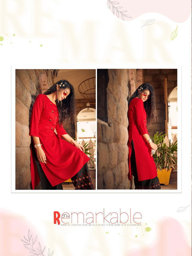 Z-BLACK Has Launched Rayon Designer Regular Wear Slub Kurtis With Embroidery Work On Pazzo 
