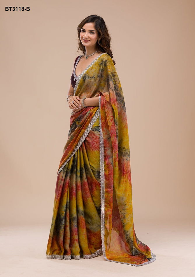 BT 3118 Colours Georgette Designer Printed Saree Maunfacturers