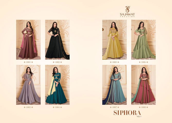 SAJAWAT SIPHORA Latest Wedding Wear Heavy Soft Silk Embroidery Work Full Stich Gown And four side work Dupatta Collection