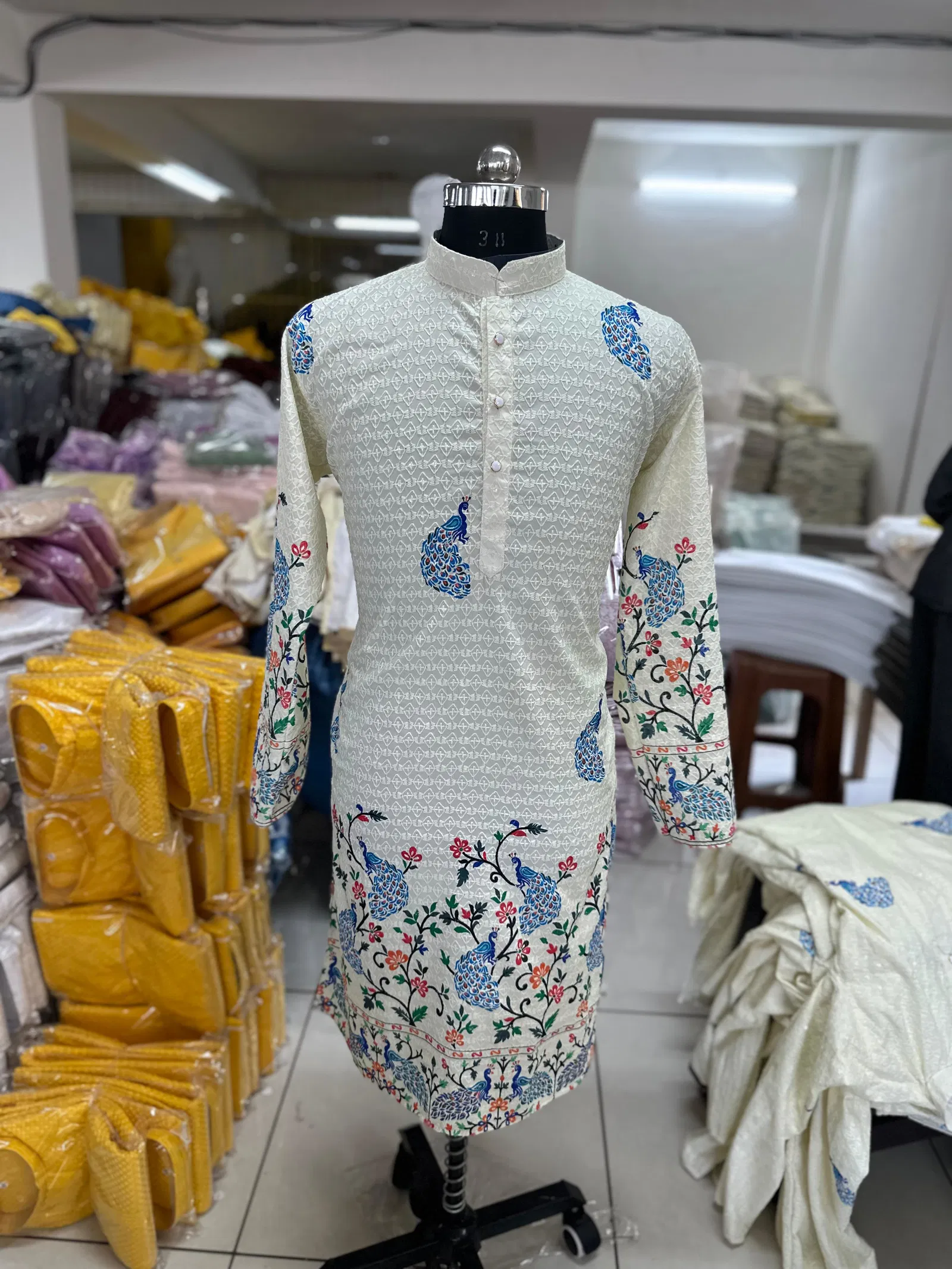 Lucknowi Works Digital Printed Mens kurta Wholesale Shop In Surat