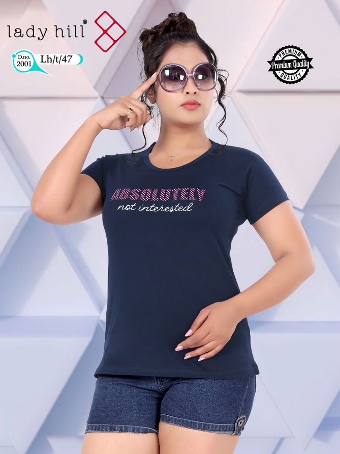 Lady Hill Tshrt 47 Latest Fancy Designer Regular Casual Wear Hosiery Cotton T-shirt Collection
