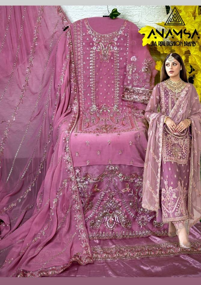 Anamsa 403 Embroidery Faux Georgette Pakistani Suits Wholesale Shop In Surat
