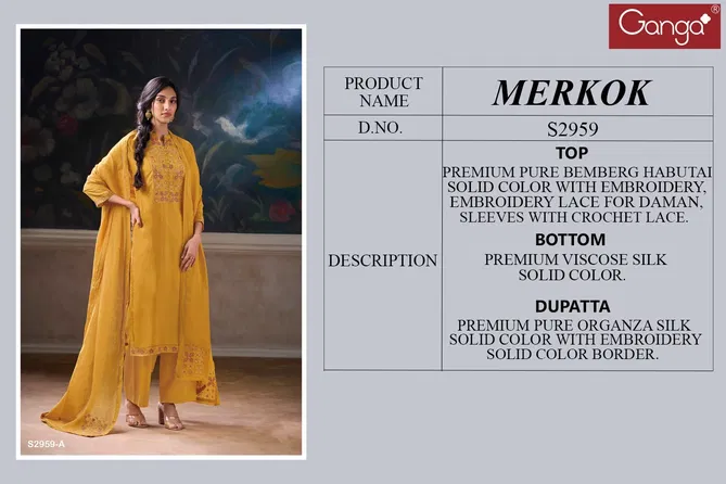 Merkok 2959 By Ganga Embroidery Dress Material Suppliers In India