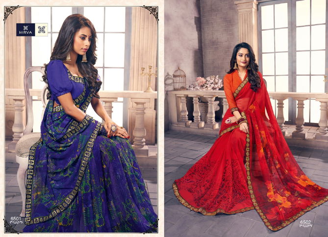 Hirva Raghini Latest Designer Regular Wear Georgette Printed Saree Collection