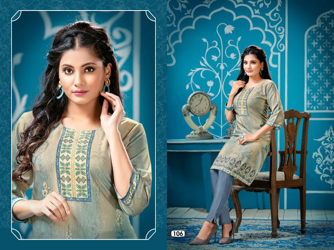 Ft Simran Latest Fancy Designer Ethnic Wear Crepe Printed Kurti With Bottom Collection
