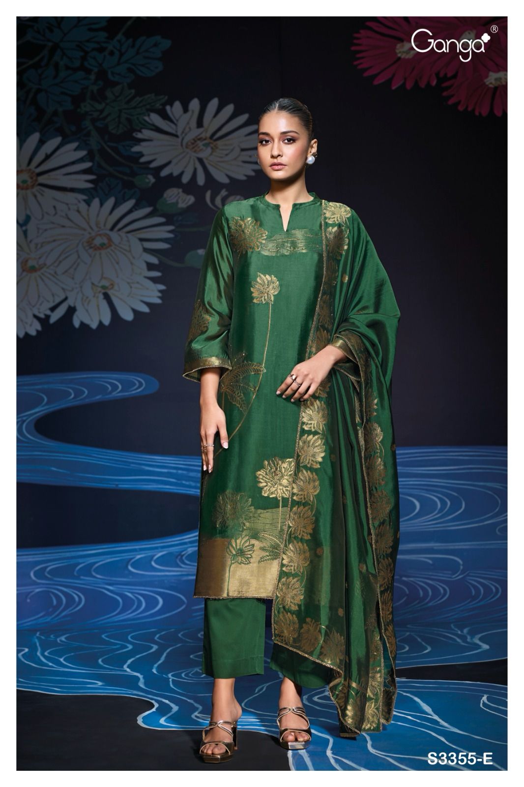 Nada 3355 By Ganga Visoce Designer Dress Material Suppliers In India