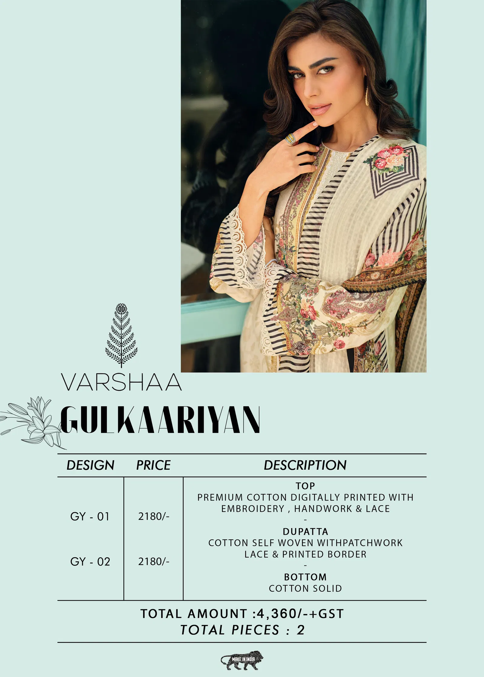 Gulkaariyan By Varsha Cotton Printed Designer Salwar Suits Exporters In India