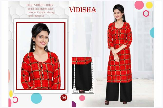 Aagya Vidhisha Stylish Daily Wear Printed Rayon Kurtis With Plazzo Collection