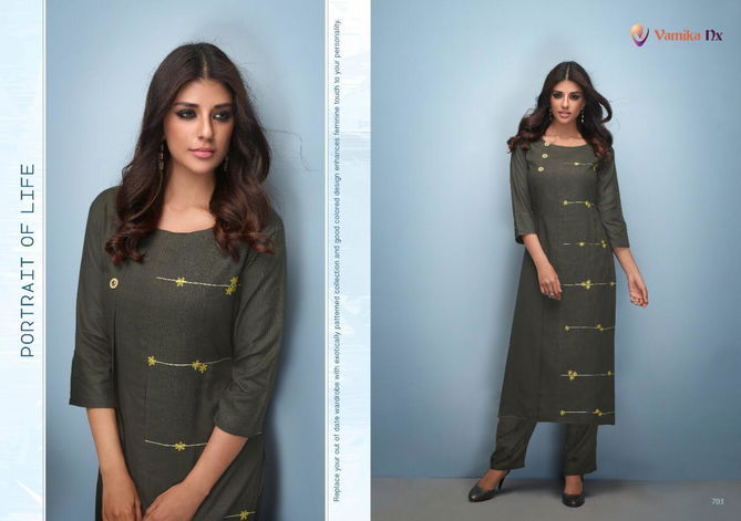 ARIHANT NX(VAMIKA NX) ROXIE Fancy Designer Ethnic Wear rayon Heavy slub with Button Long Kurtis Collection