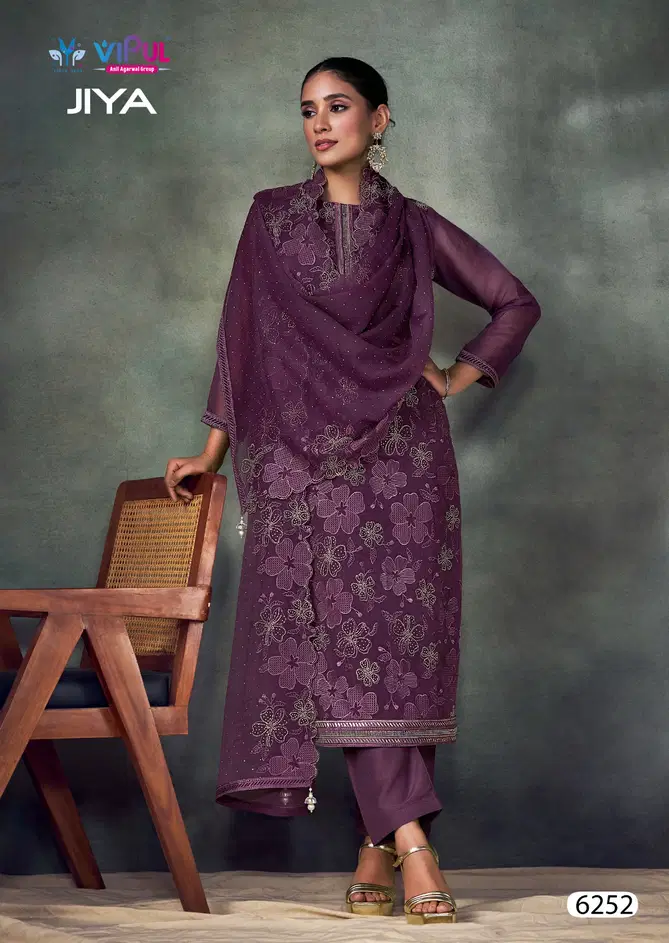 Jiya By Vipul Chiffon Embroidery Salwar Suits Suppliers In India